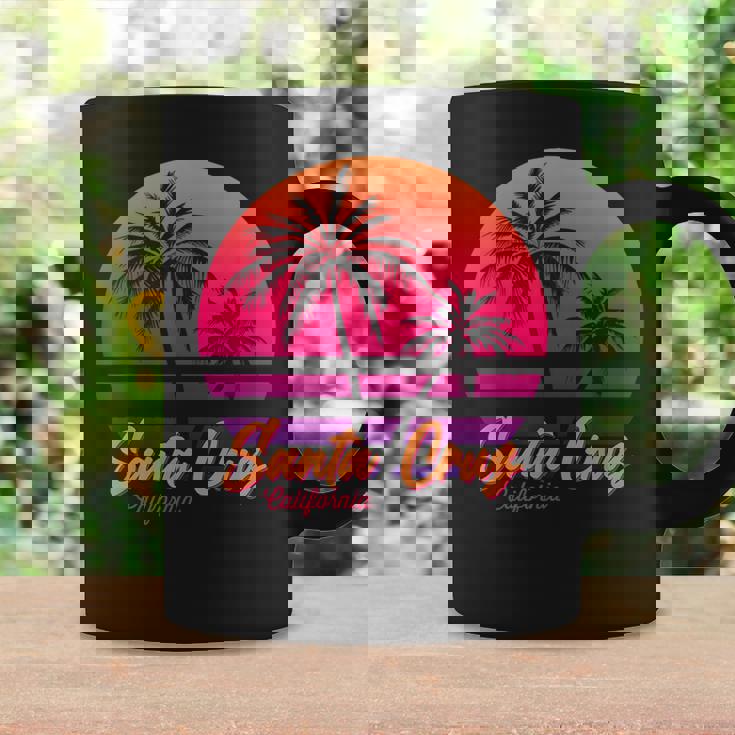 Santa Cruz California Retrointage Sunset Palmeras Años 70 Taza de café Ideas de regalos