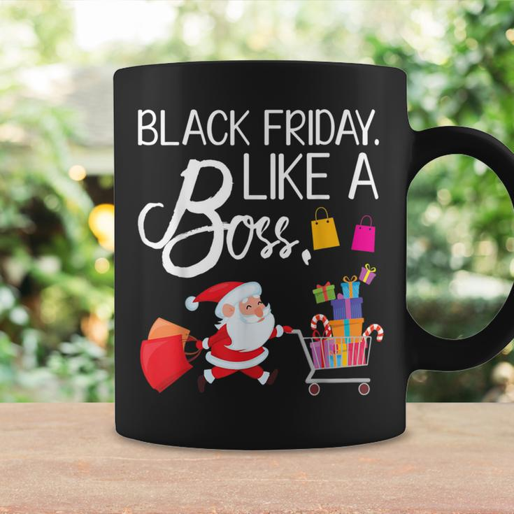 Santa Pushing Shopping Cart Black Friday Like A Boss Happy Coffee Mug Gifts ideas
