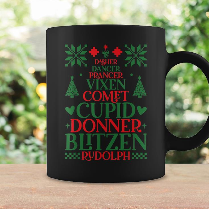 Santa's Reindeer Name Rudolph Family Ugly Christmas Sweater Coffee Mug Gifts ideas