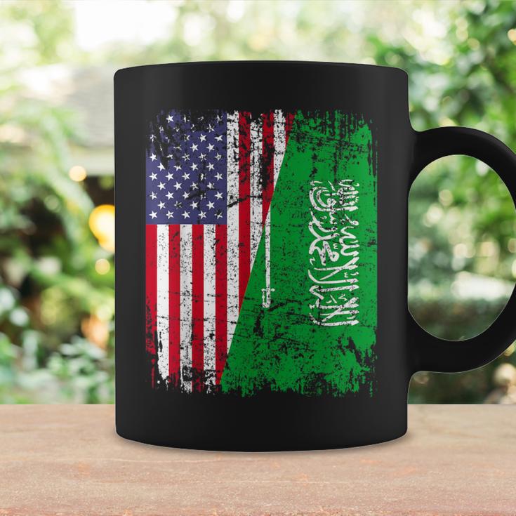 Saudi Arabian Roots Half American Flag Saudi Arabia Flag Coffee Mug Gifts ideas