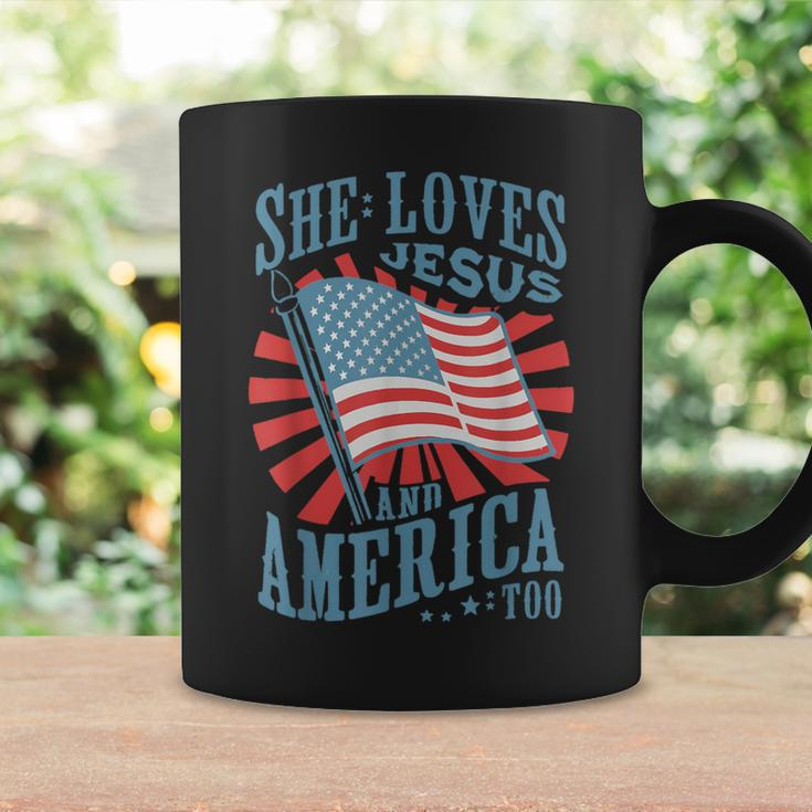 She Loves Jesus And America Too Fourth Of July Women Coffee Mug Gifts ideas