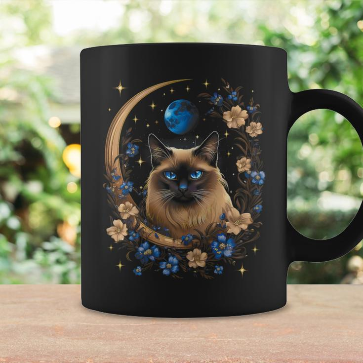 Siamese Cat Moon Surrounded By Flowers Coffee Mug Gifts ideas