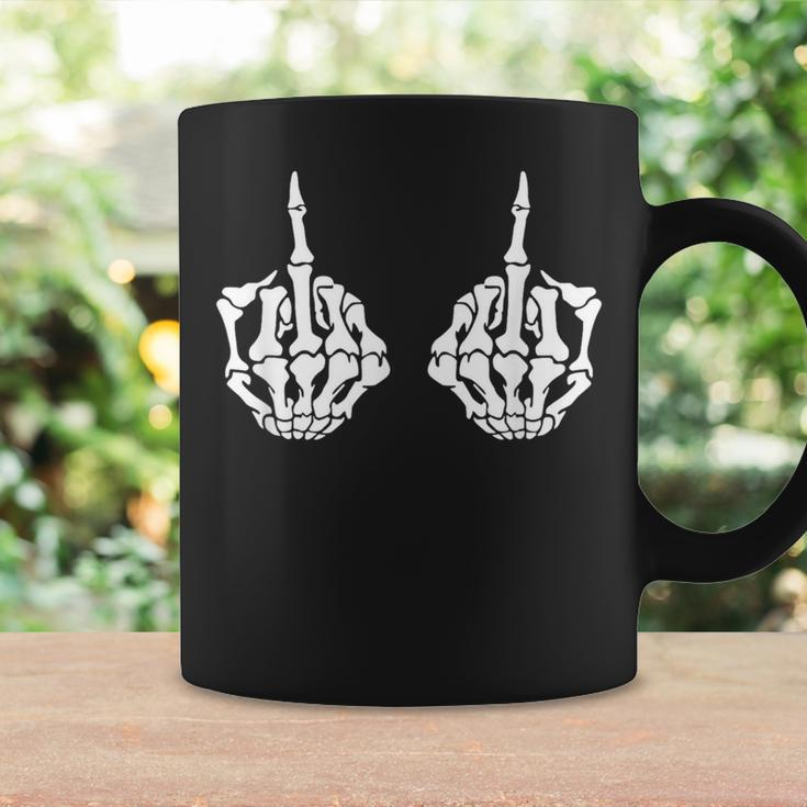 Skeleton Bones Hands Middle Finger Rude Sarcastic Coffee Mug Gifts ideas