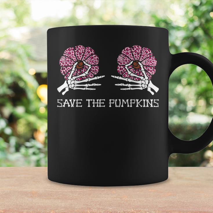 Skeleton Hand Boobs Breast Cancer Save The Pumpkins Leopard Coffee Mug Gifts ideas