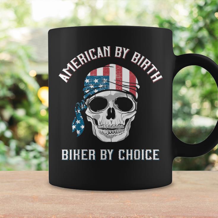 Skull American By Birth Biker By Choice Patriotic Motorcycle Coffee Mug Gifts ideas