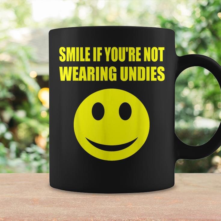 Smile If You're Not Wearing Undies Adult Humor Vulgar Coffee Mug Gifts ideas