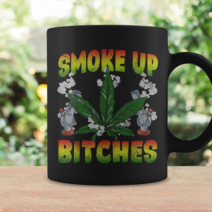 Smoke Up Bitches Marijuana Pot Leaf Weed 420 Stoner Day Coffee Mug Gifts ideas