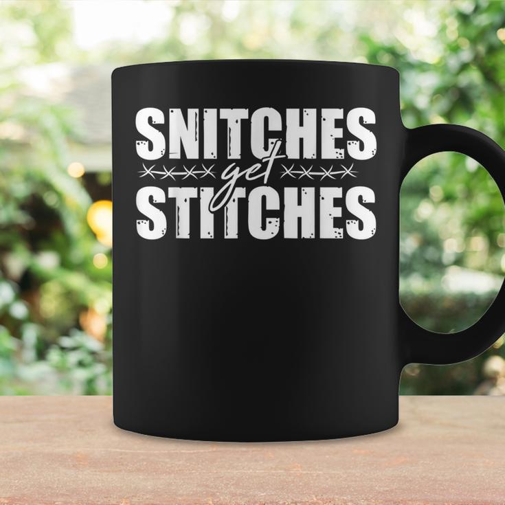 Snitches Get Stitches Old Fashioned Prison Quote Joke Coffee Mug Gifts ideas