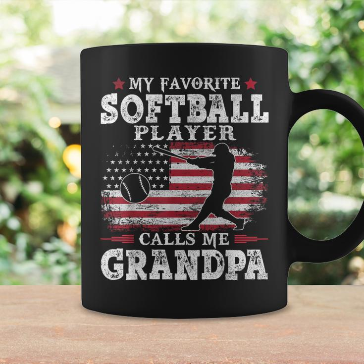 Softball Player Calls Me Grandpa Usa Flag Father's Day Coffee Mug Gifts ideas