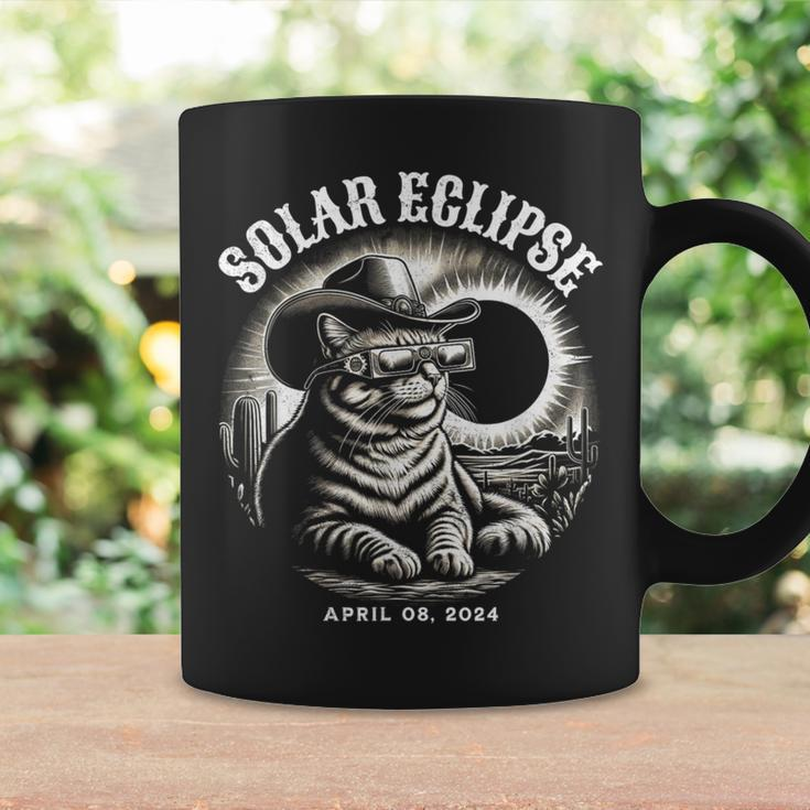 Solar Eclipse 2024 Cowboy Cat Wearing Glasses Coffee Mug Gifts ideas