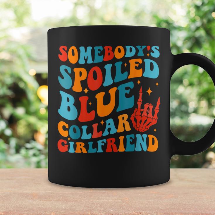 Somebody's Spoiled Blue Collar Girlfriend Skeleton Hand Coffee Mug Gifts ideas