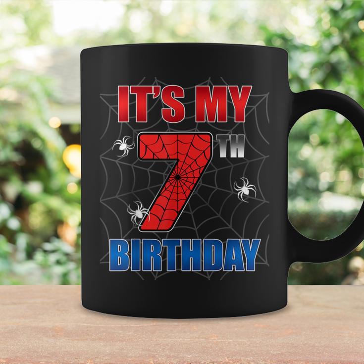 Spider Web Seven 7 Years Old It's My 7Th Birthday Boy Party Coffee Mug Gifts ideas