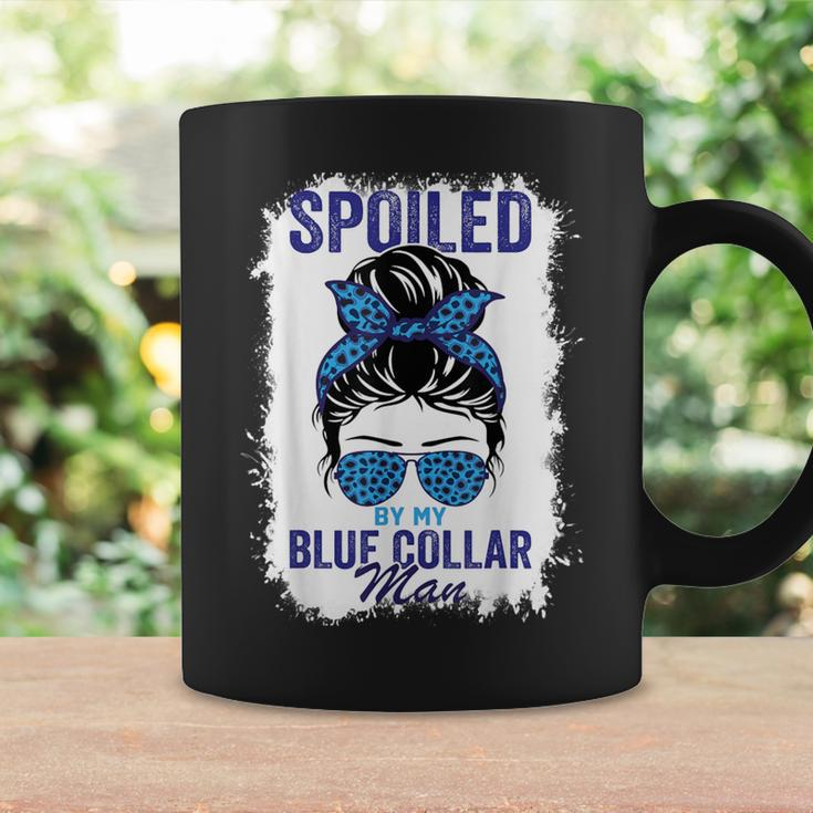 Spoiled By My Blue Collar Man Messy Bun Coffee Mug Gifts ideas