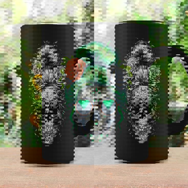 St Pattys Day Skull Bun Messy Irish Women Coffee Mug Gifts ideas