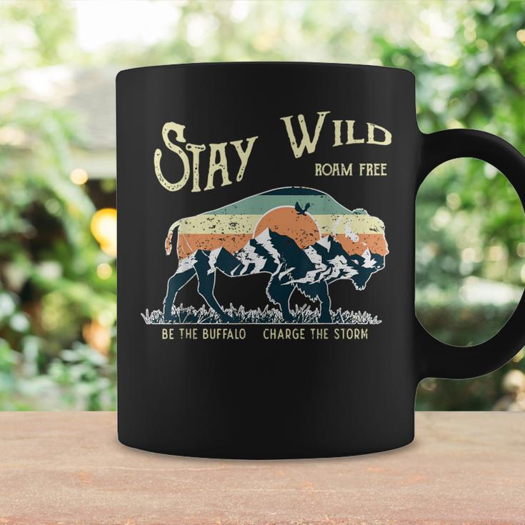 Stay Wild Roam Free Buffalo Mountain Forest Hiking Camping Coffee Mug Gifts ideas