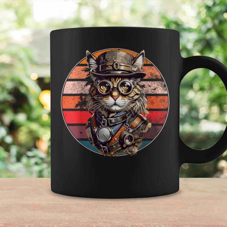 Steampunk Cat Retro Sunset Glasses Hat And Watches Tassen Geschenkideen