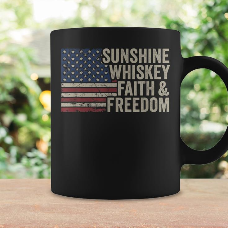 Sunshine Whiskey Faith & Freedom Vintage Usa Flag Summer Coffee Mug Gifts ideas