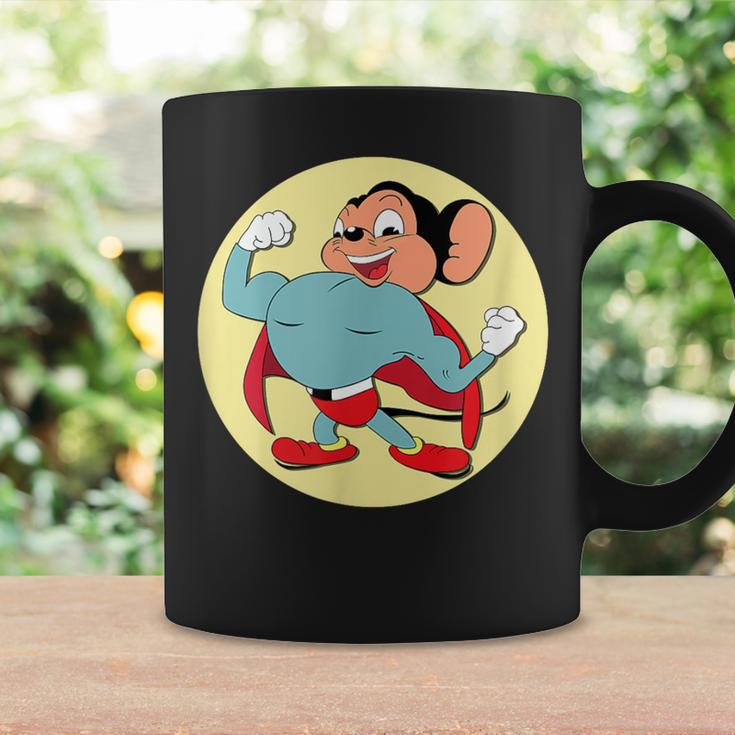Superhero Cartoon Mouse In Red Cape Vintage Boomer Cartoon Coffee Mug Gifts ideas