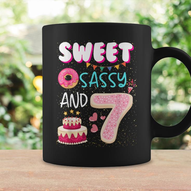 Sweet Sassy And Seven 7Th Birthday Girl Donut 7 Year Old Kid Coffee Mug Gifts ideas