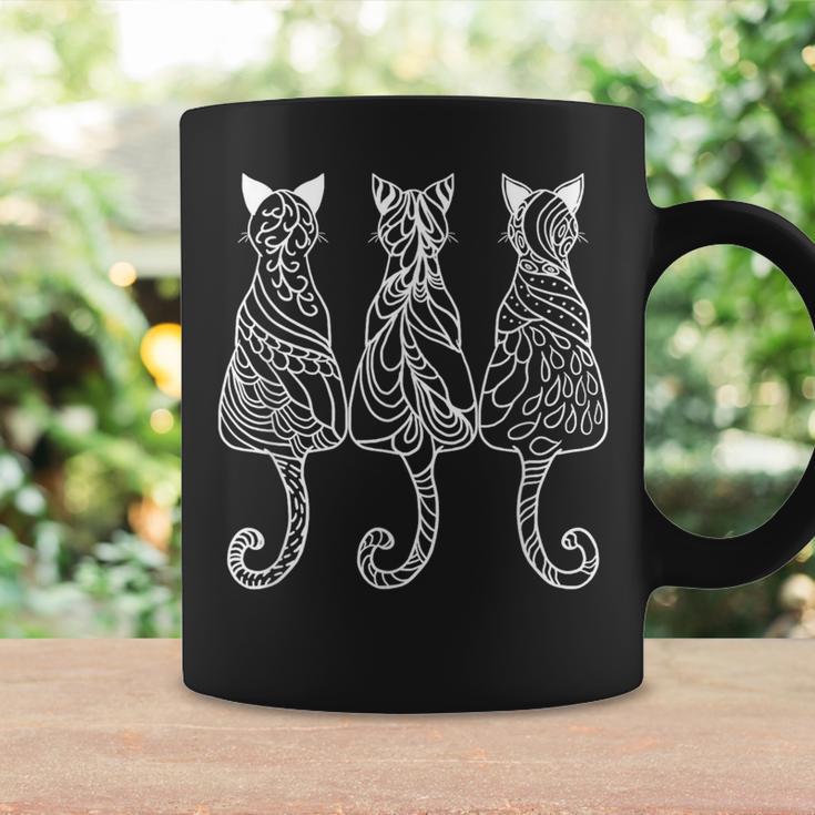 Three Cats Motif Paisley Cute Animal Cat Lovers Artists Coffee Mug Gifts ideas