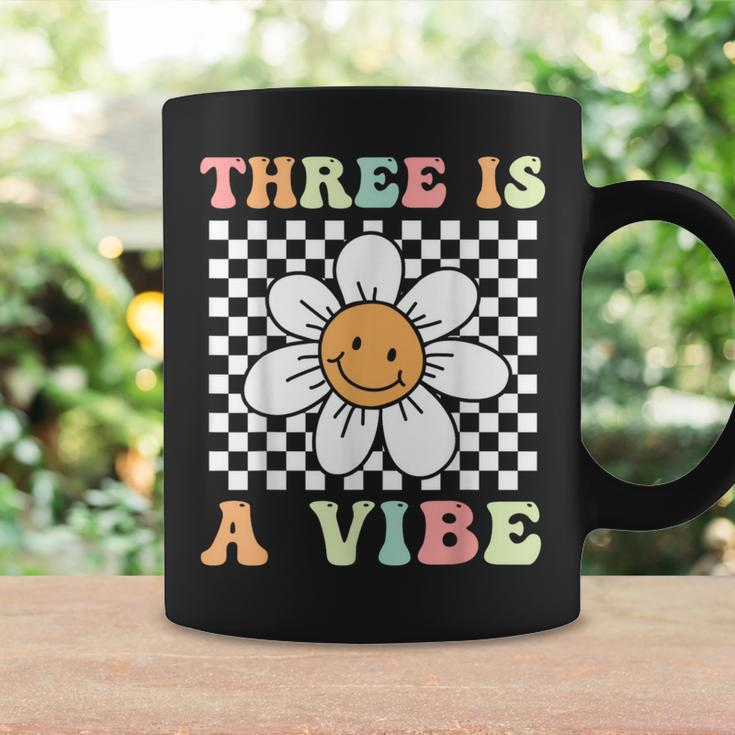 Three Is A Vibe Cute Groovy 3Rd Birthday Party Daisy Flower Coffee Mug Gifts ideas
