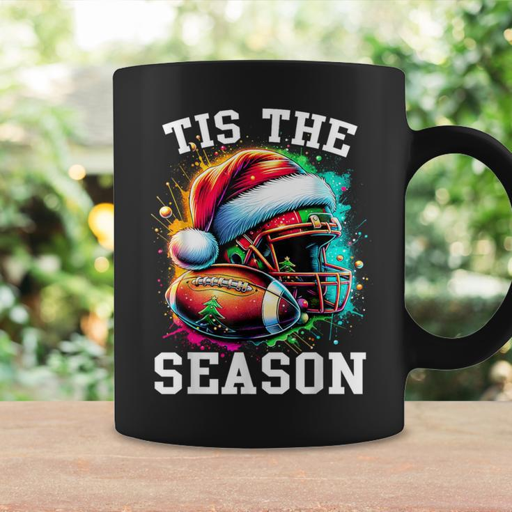 Tis The Season Football Mom Christmas Santa Hat Colorful Coffee Mug Gifts ideas