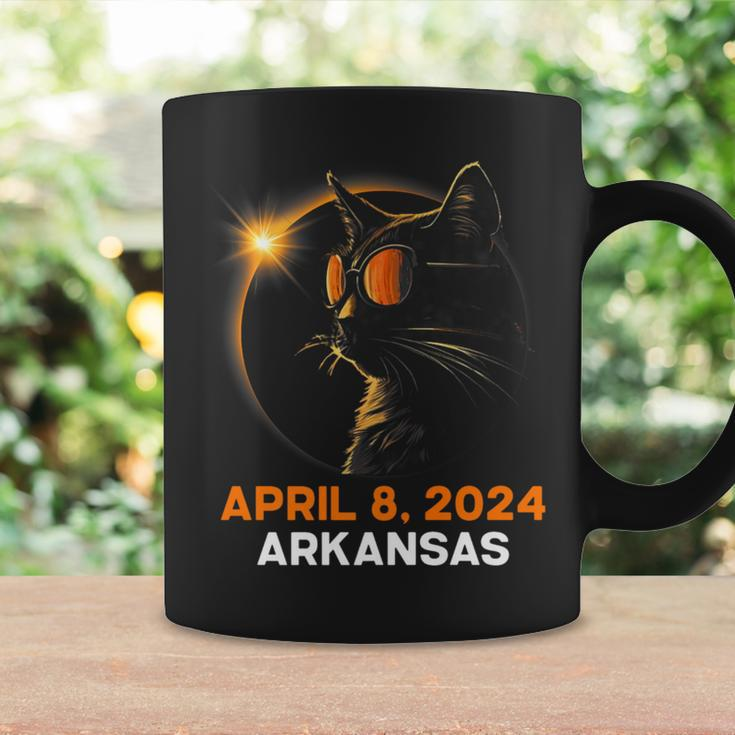 Total Solar Eclipse 2024 Arkansas Cat Lover Wearing Glasses Coffee Mug Gifts ideas