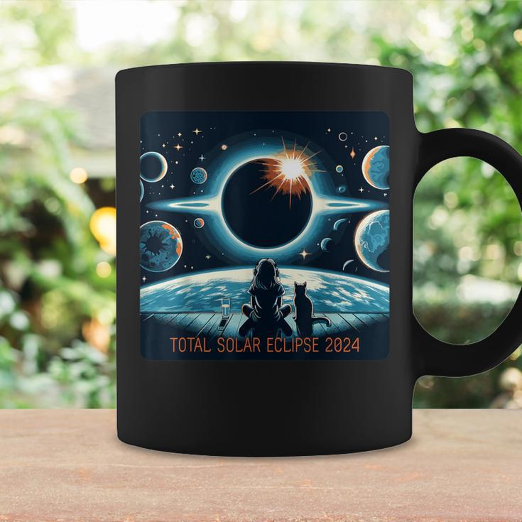 Total Solar Eclipse 2024 Girl Cat Eclipse Coffee Mug Gifts ideas