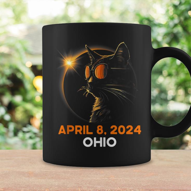 Total Solar Eclipse 2024 Ohio Cat Lover Wearing Glasses Coffee Mug Gifts ideas
