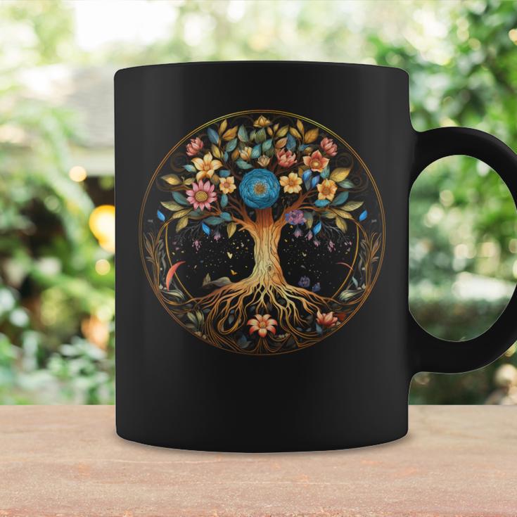 Tree Of Life Circle Flowers Illustration Cottagecore Coffee Mug Gifts ideas