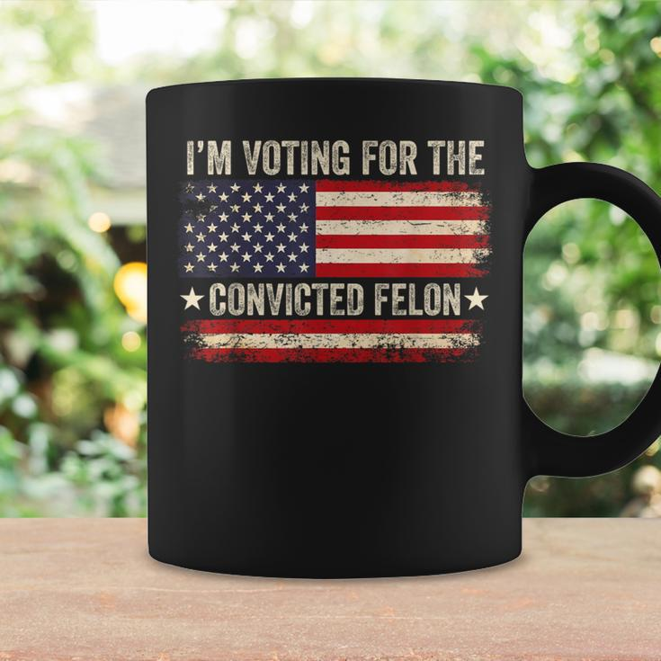 Trump 24 I'm Voting For The Convicted Felon Us Flag Vintage Coffee Mug Gifts ideas