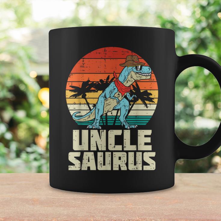 Unclesaurus Trex Dinosaur Sunset Retro Fathers Day Dino Men Coffee Mug Gifts ideas