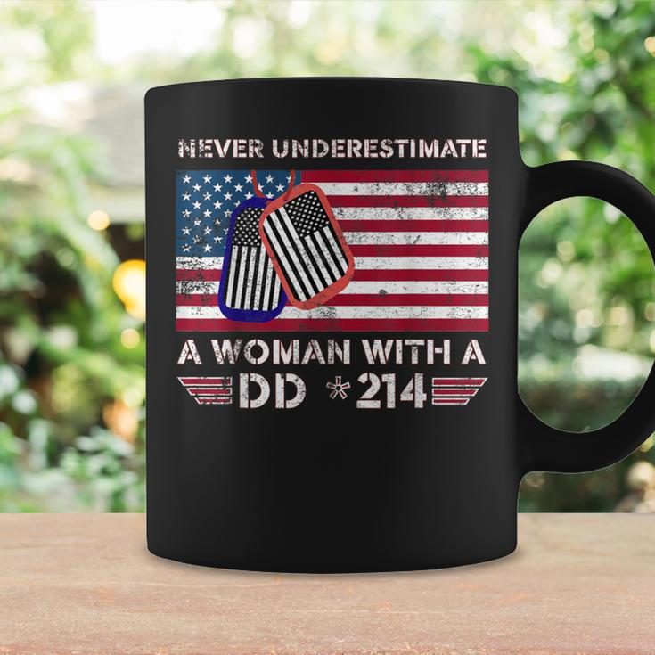 Never Underestimate A Woman With A Dd 214-Patriotic Usa Flag Coffee Mug Gifts ideas
