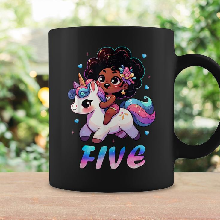 Unicorn 5Th Birthday 5 Years Old Black Girl African American Coffee Mug Gifts ideas