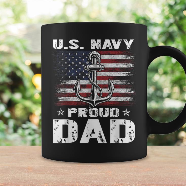 US NAVY Proud Dad With American Flag Veteran Day Coffee Mug Gifts ideas