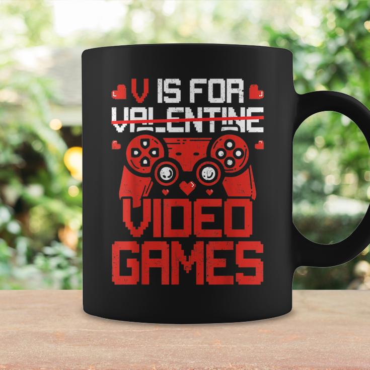 V Is For Video Games Valentines Day Gamer Boy Men Coffee Mug Gifts ideas