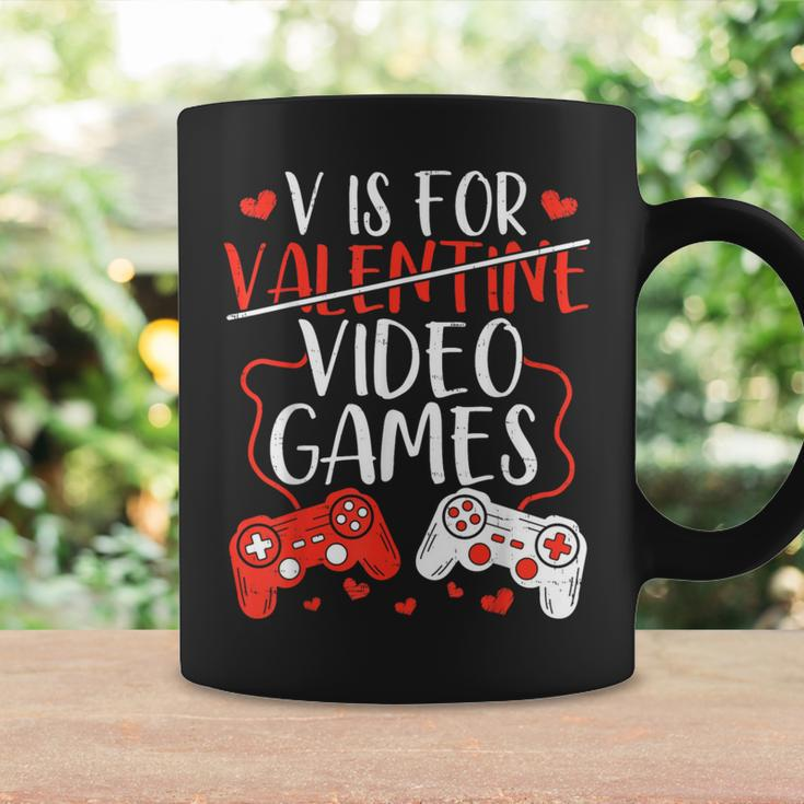 V Is For Video Games Valentine Gamer Valentines Day Boy Coffee Mug Gifts ideas