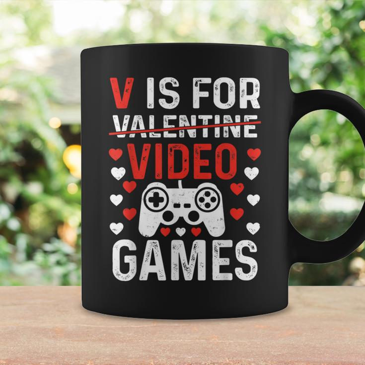 V Is For Video Games Valentines Day Video Gamer Boy Men Coffee Mug Gifts ideas