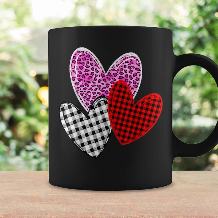 Valentines Day Hearts Leopard Pink Buffalo Plaid Print Women Coffee Mug Gifts ideas