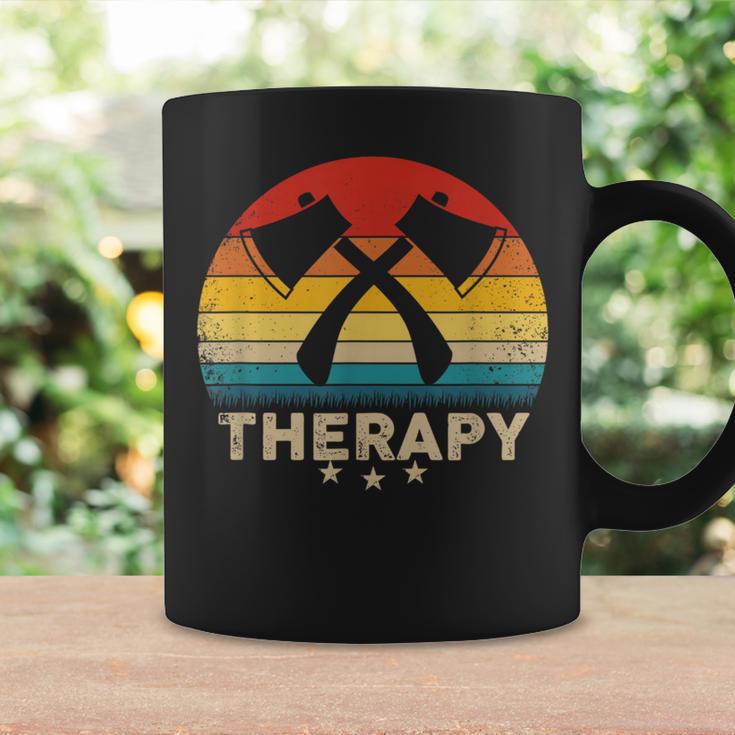 Vintage Axe Throwing Therapy Silhouette Retro Sunset Coffee Mug Gifts ideas