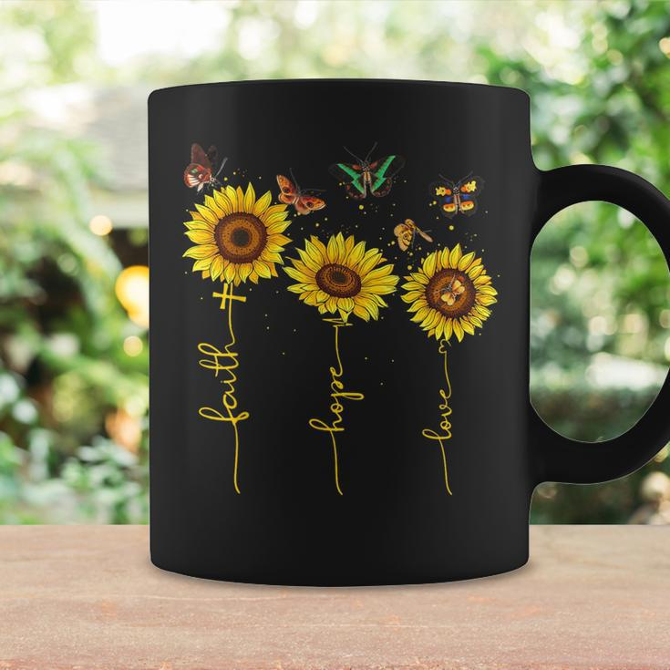 Vintage Faith Cross Hope Love Sunflower Butterfly Christian Coffee Mug Gifts ideas