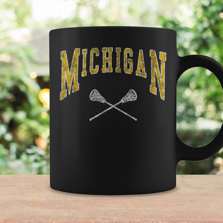 Vintage Michigan Lacrosse Distressed Lax Player Michigan Fan Coffee Mug Gifts ideas