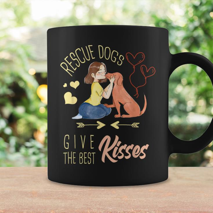 Vintage Rescue Dogs Give The Best Kisses Adopted Dog Lovers Coffee Mug Gifts ideas