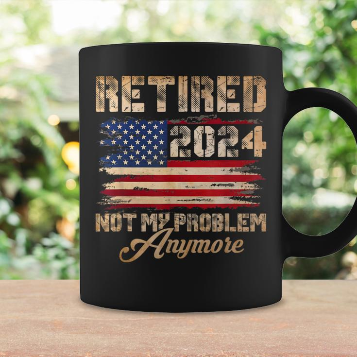 Vintage Retired 2024 Not My Problem Anymore American Flag Coffee Mug Gifts ideas