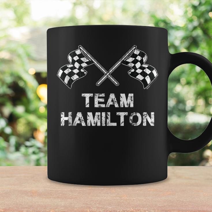 Vintage Team Hamilton Family Name Checkered Flag Racing Coffee Mug Gifts ideas