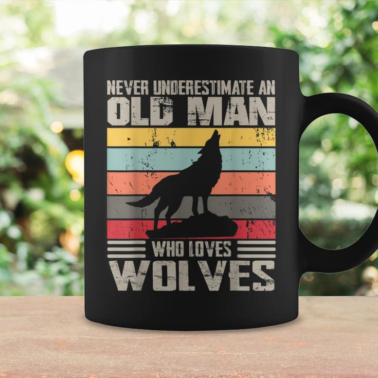 Vintage Never Underestimate An Old Man Who Loves Wolves Cute Coffee Mug Gifts ideas