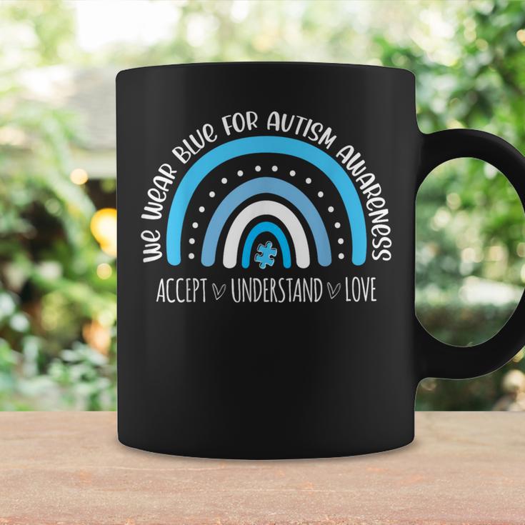 We Wear Blue For Autism Awareness Cute Rainbow Autistic Coffee Mug Gifts ideas