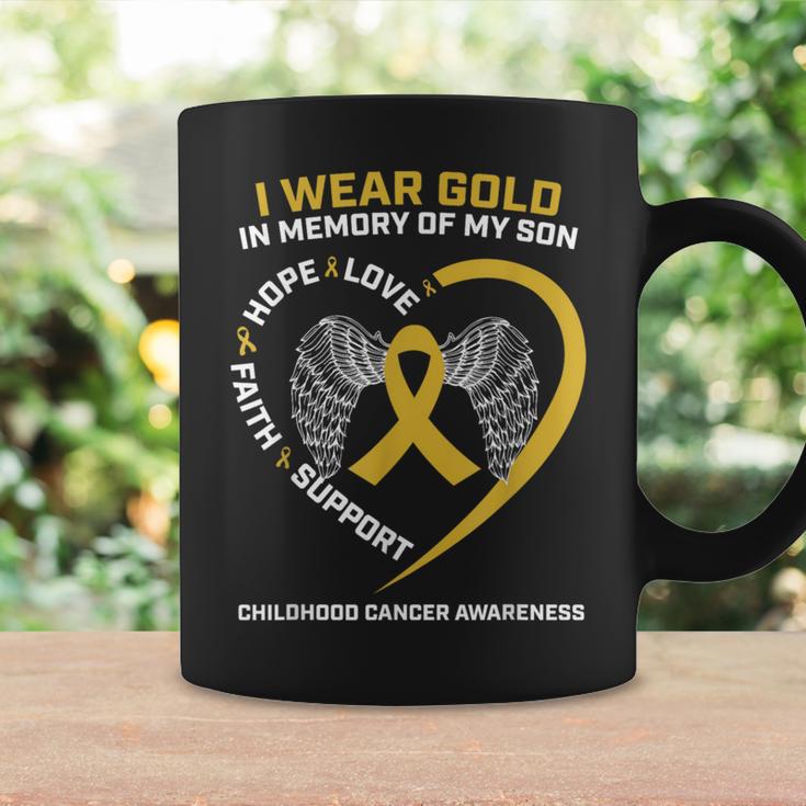 I Wear Gold In Memory Of My Son Childhood Cancer Awareness Coffee Mug Gifts ideas