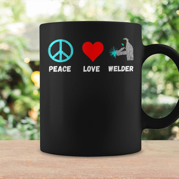 Welder Peace Love Welding Helmet Slworker Metal Workers Coffee Mug Gifts ideas