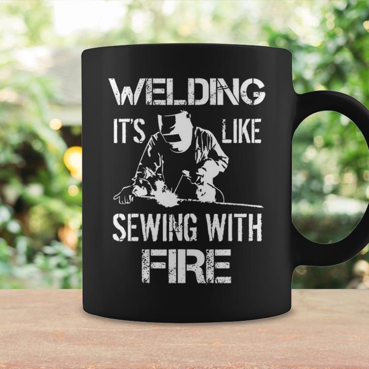 Welding It's Like Sewing With Fire Welder Husband Coffee Mug Gifts ideas